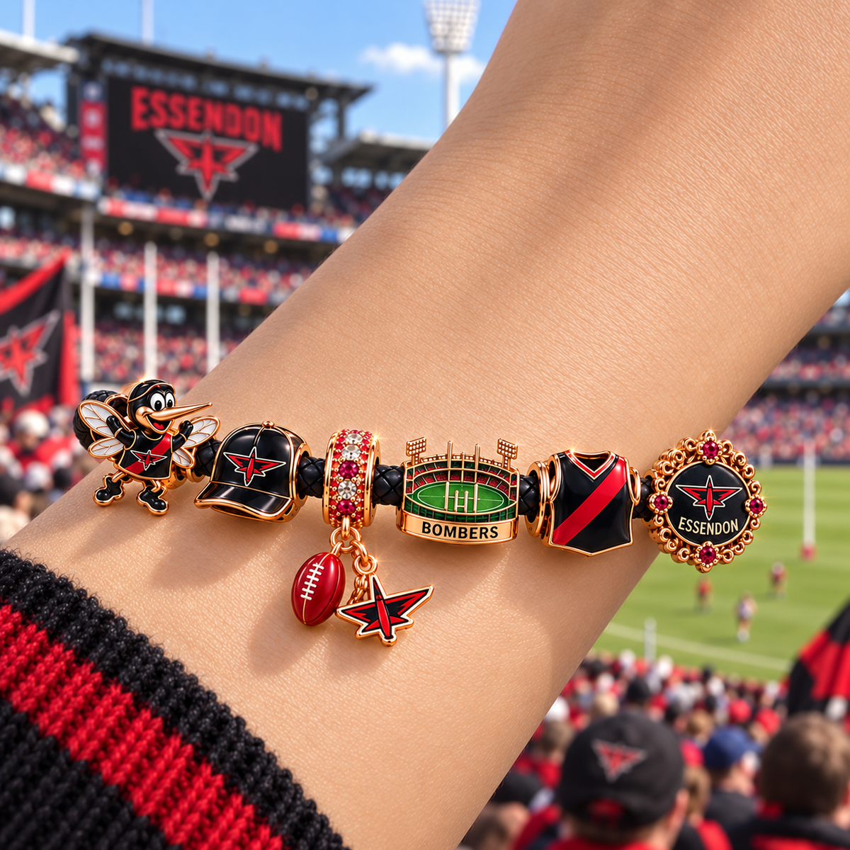 EDB Braided Leather Charm Bracelet Set NHVH
