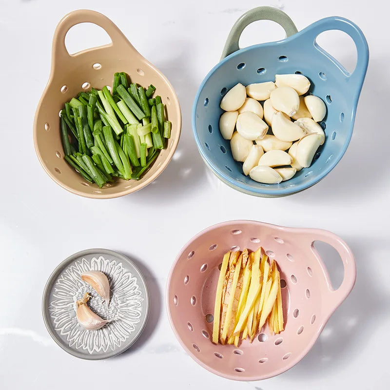 Ceramic Berry Bowls Ceramic Colander with Handles Fruit Berry Colander Filter Bowl Kitchen Artifact Drain Basket